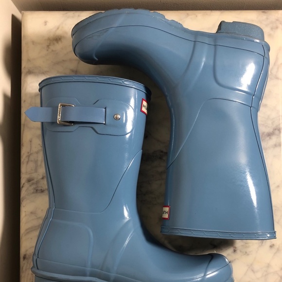 Sky Blue Glossy Hunter Boots - Picture 3 of 8